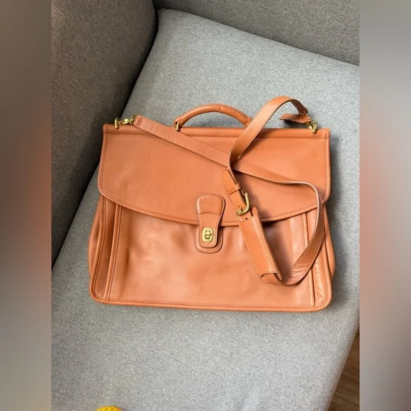 Vintage COACH Vintage 2way Briefcase Hand Bag Business K9Z 5266 Leather Brown - Picture 1 of 14